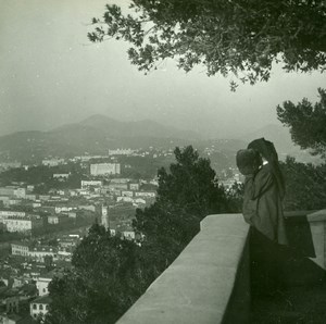 France Nice On terrace of the castle Old Amateur Stereo Photo Possemiers 1900