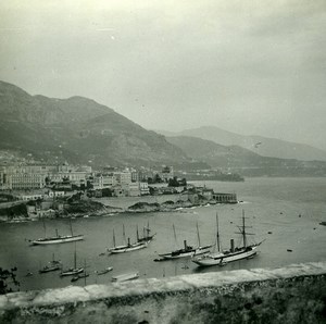 Monaco Panorama Sailboats Old Amateur Stereo Photo Possemiers 1900