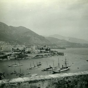 Monaco Panorama Sailboats Old Amateur Stereo Photo Possemiers 1900