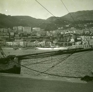 View of the quay of Monaco Old Amateur Stereo Photo Possemiers 1900
