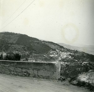 France Grande Corniche view of Roquebrune Amateur Stereo Photo Possemiers 1900