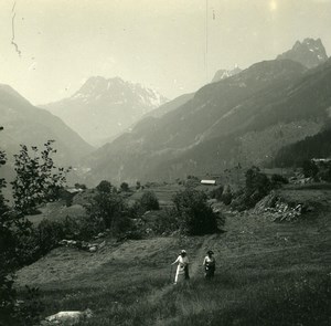 Finhaut Aiguilles Rouges Loriaz Perron Possemiers Amateur Stereoview Photo 1910