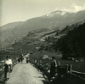 Switzerland Val d'Hérens Sasseneire Old Possemiers Amateur Stereoview Photo 1910