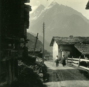 Switzerland Val d'Hérens Veisivi Tooth Possemiers Amateur Stereoview Photo 1910
