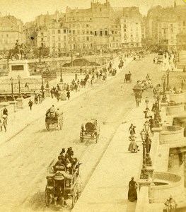 France Paris Pont Neuf animated street scene Vue Instantanee Stereo Photo 1865