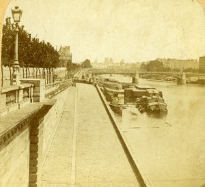 France Paris Seine River Panorama Old Stereo Photo 1870