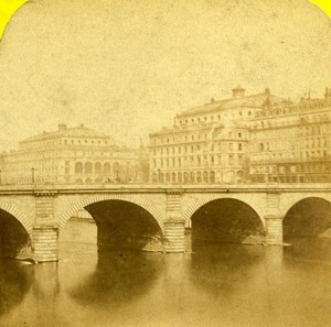 France Paris Exchange Bridge Pont au Change Paris Nouveau Old Stereo Photo 1870