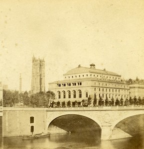 France Paris Tour Saint Jacques Tower new Theater Old Stereo Photo 1870
