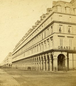 France Paris Rue de Rivoli Grand Hotel Old Stereo Photo 1865