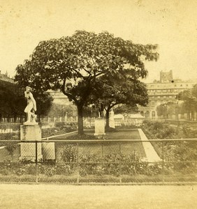 France Paris Jardin du Palais Royal Garden Statue Old Stereo Photo 1870