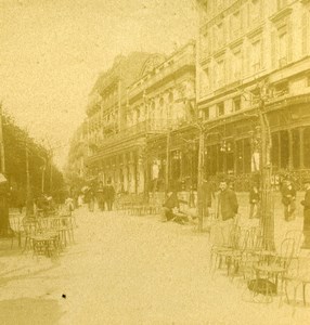 France Paris Instantane Boulevard Bonne Nouvelle Old Stereo Photo 1880