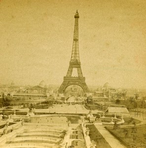 France Paris World Fair Eiffel Tower Old Stereo Photo LL 1889