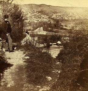 France Landscape South Region Couple Promenade Old Stereo Photo 1860