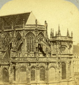 France Caen Eglise Saint Pierre church Old Stereo Photo 1860