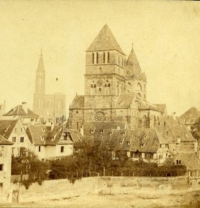 France Strasburg Eglise Saint Thomas Church Old Stereo Photo 1860