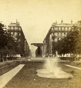 France Lyon Rue Imperial Street Old Stereo Photo Muzet & Joguet 1870
