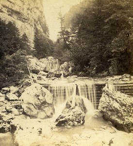 France Grande Chartreuse Chute du Guiers Old Stereo Photo Muzet & Joguet 1870