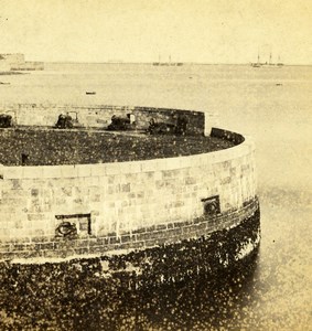 France Cherbourg Batterie du Musoir Seaside Old Stereo Photo Andrieu 1870