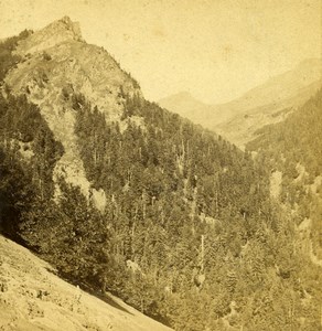 France Pic de la Braquette & Aule Voyage aux Pyrenees Stereo Photo Andrieu 1870