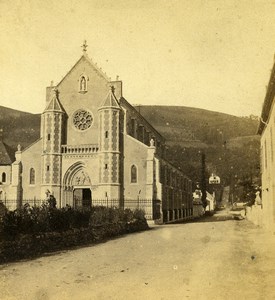 Voyage aux Pyrenees Bagneres de Bigorre Carmes Church Stereo Photo Andrieu 1870