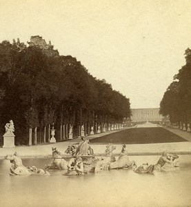 France Versailles Castle Bassin d'Apollon Fountain Old Stereo Photo 1870