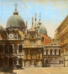 Italy Venice Venise Ducal Palace Courtyard Old Stereoview Photo 1865