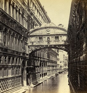 Italy Venice Venise Bridge of Sighs Canal Old Stereoview Photo 1865