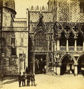 Italy Venice Venise Palazzo Ducale Porte della Carta Old Stereoview Photo 1865