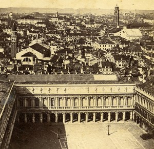 Italy Venice Venise Panorama Old Stereoview Photo 1865