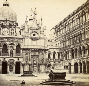 Italy Venice Venise Doge's Palace Palazzo Ducale Old Stereoview Photo 1865