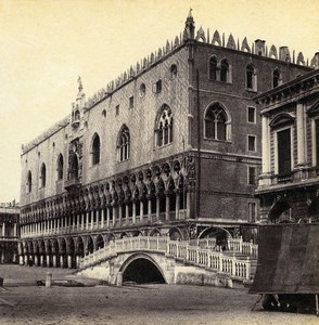 Italy Venice Venise Doge's Palace Palazzo Ducale Old Stereoview Photo 1865
