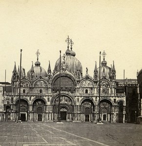 Italy Venice Venise St Mark's Basilica San Marco Old Stereoview Photo 1865