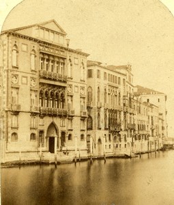 Italy Venice Venise Palazzo Cavalli-Franchetti Palace Old Stereoview Photo 1865