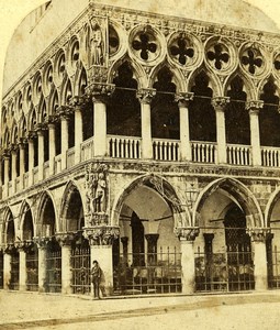 Italy Venice Venise Doge's Palace Palazzo Ducale Old Stereoview Photo 1865