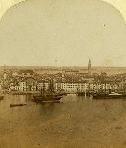 Italy Venice Venise Panorama Grand Canal Old Stereoview Photo 1865