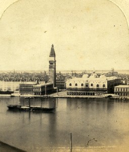 Italy Venice Venise Panorama Campanile di San Marco Old Stereoview Photo 1865