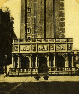 Italy Venice Venise Clocktower Torre dell'Orologio Old Stereoview Photo 1865