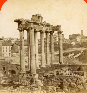 Italy Rome Roma Foro Romano Saturn Temple Old Stereoview Photo D'Alessandri 1865