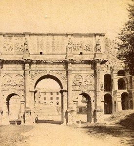 Italy Rome Roma Arch of Constantine Old Stereoview Photo Brogi 1865