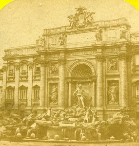 Italy Rome Roma Trevi Fountain Old Stereoview Photo 1865