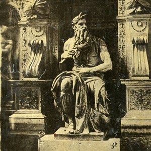 Italy Rome Roma Moses Michelangelo Statue Old Stereoview Photo 1880