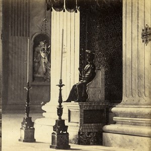 Italy Rome Roma St Peter's Statue Old Stereoview Photo 1865