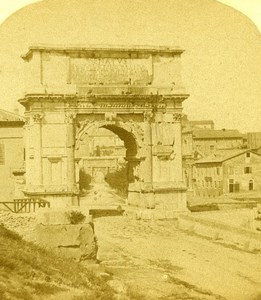 Italy Rome Roma Arch of Titus Old Stereoview Photo 1865