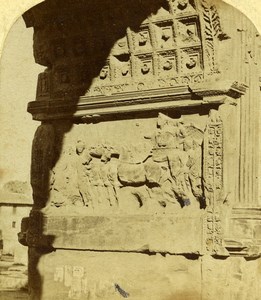 Italy Rome Roma Arch of Titus Relievo Old Stereoview Photo 1865