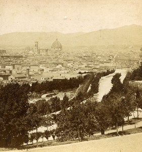 Italy Florence Firenze Panorama Viale dei Colli Old Stereoview Photo Brogi 1865