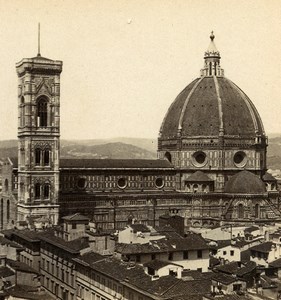 Florence Firenze Cathedral Santa Maria del Fiore Old Stereoview Photo Brogi 1865