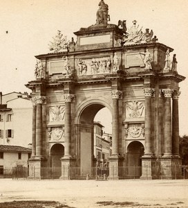 Italy Florence Firenze Piazza San Gallo Arch Old Stereoview Photo Brogi 1865