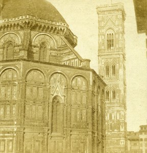 Florence Firenze Cathedral Santa Maria del Fiore Campanile Stereoview Photo 1865