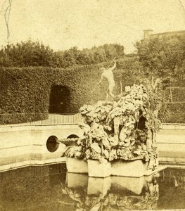 Italy Florence Firenze Palazzo Pitti Fountain Neptune Old Stereoview Photo 1865