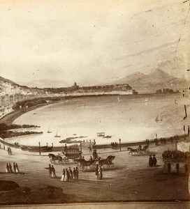 Italy Naples Napoli Panorama Riviera di Chiaja Old Stereoview Photo Sommer 1865